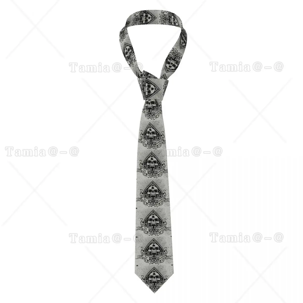 Personalized Ace Of Spades Necktie Men Silk Poker Players Card Game Neck Tie for Office