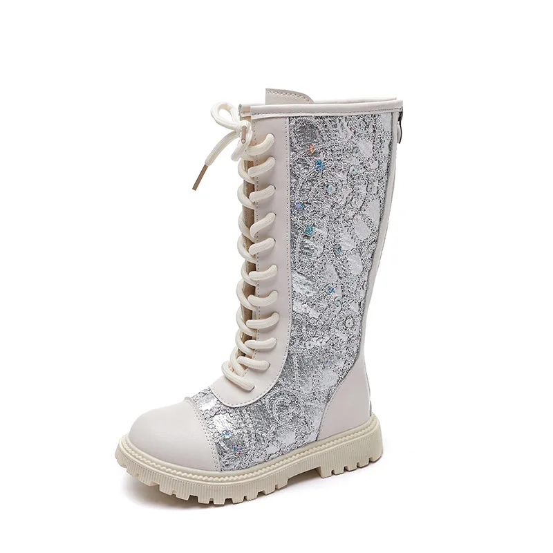 Paillettes neonate stivali autunno inverno bambini stivali al ginocchio piattaforma stivali da neve scarpe per ragazza bambini
