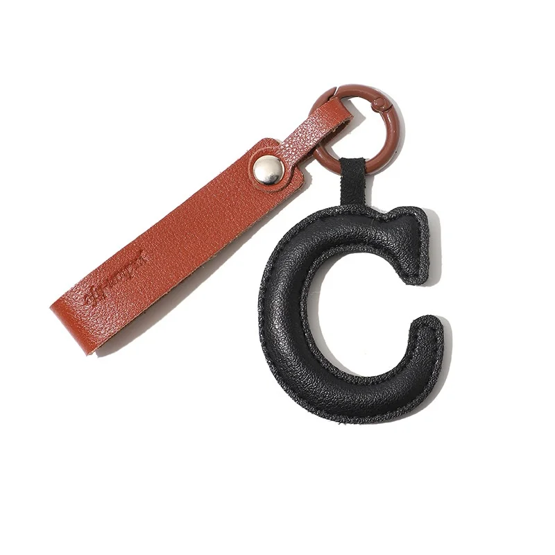 Leather 26 Bubble Letter Keychain Initial Pendant Coarse Charms Women Men Keychain Exclusive Gift