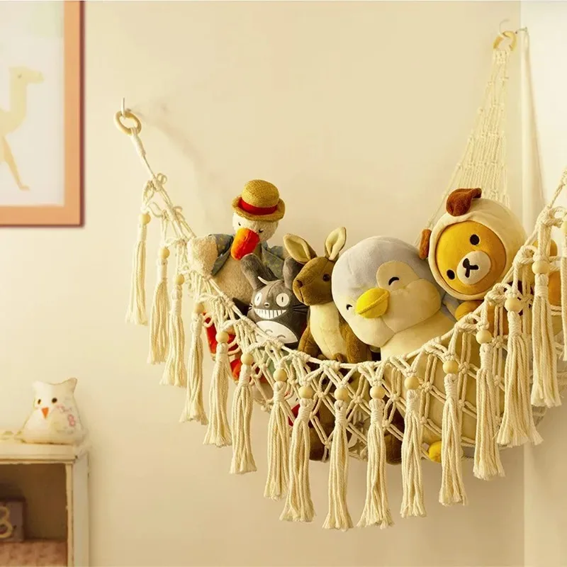 Triangle Toy Net Plush Toy Storage Corner Hanging Cotton Rope Hand-woven Toy Hammock