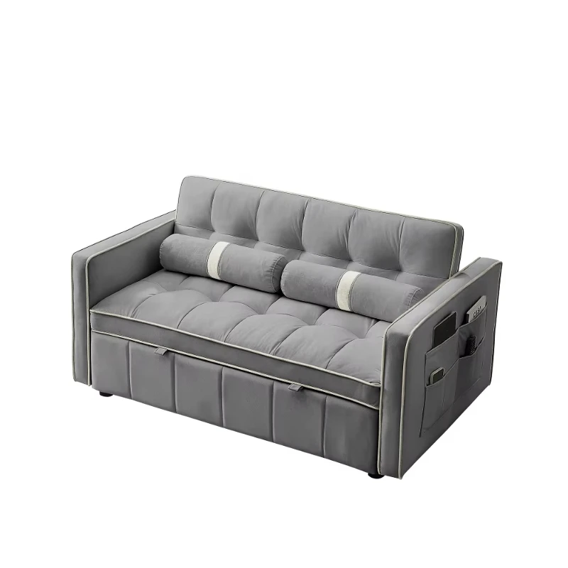 

Pull-out sleeper sofa bed 2-seater sofa with side pockets in velvet
