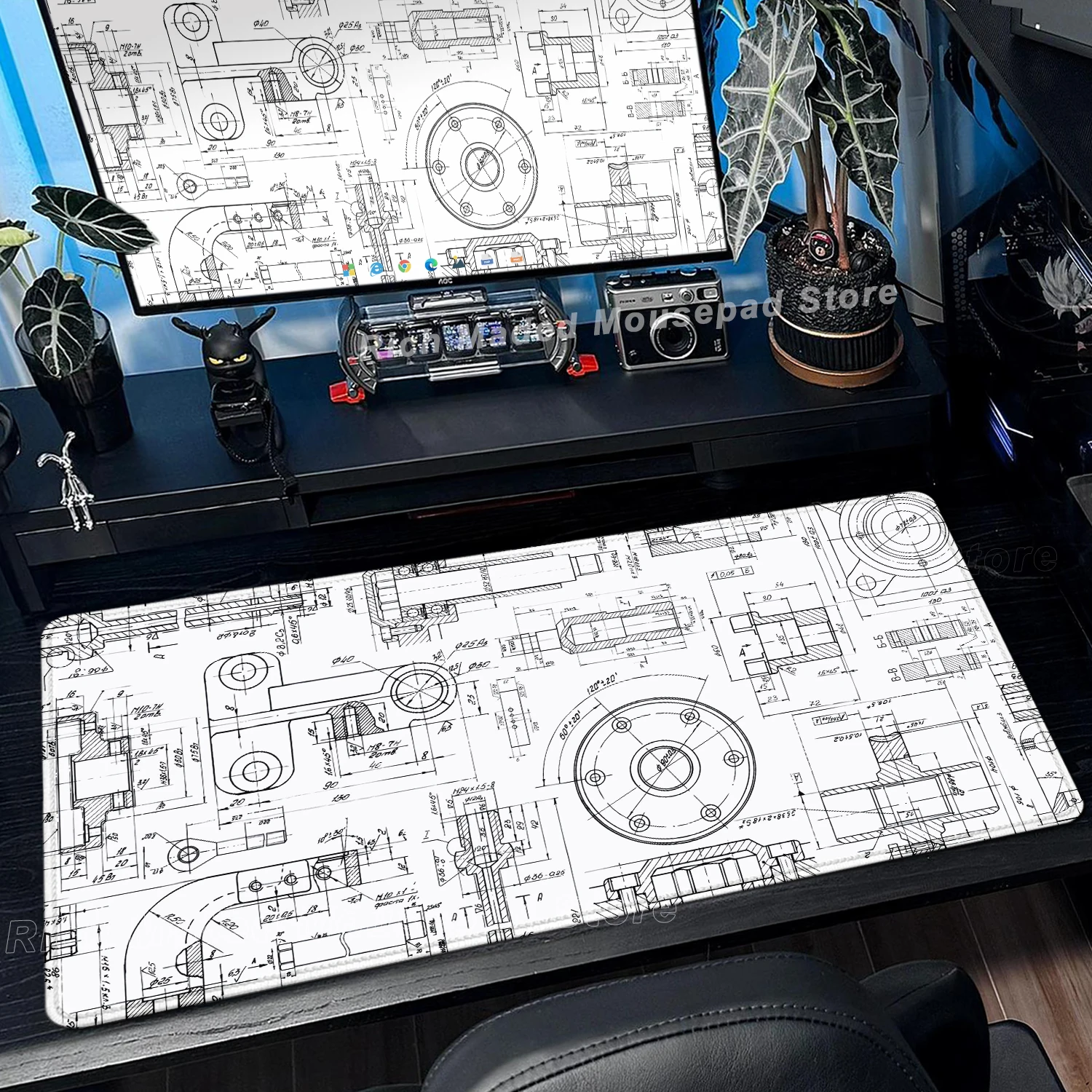 Black Large Mouse Pad Engineer - огляд і ціна Pc Gaming Drawing