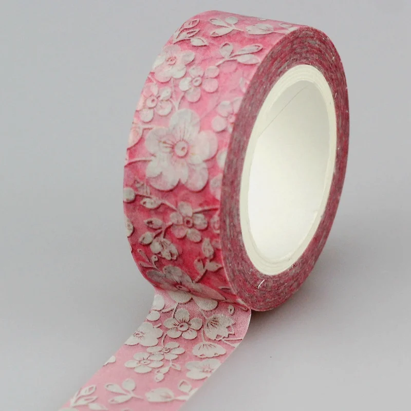 1PC. 10M Pink Cherry Blossoms Flowers Washi Tape DIY for Scrapbooking Planner Adhesive Masking Tape Cute Stationery