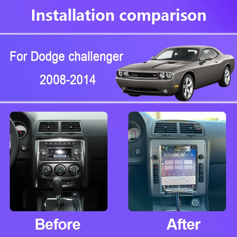 10.4Inch For Dodge challenger 2008-2014 Android12 8-Core 8G+128G Car Multimedia Player Stereo Receiver Radio GPS 4G WIFI Carplay