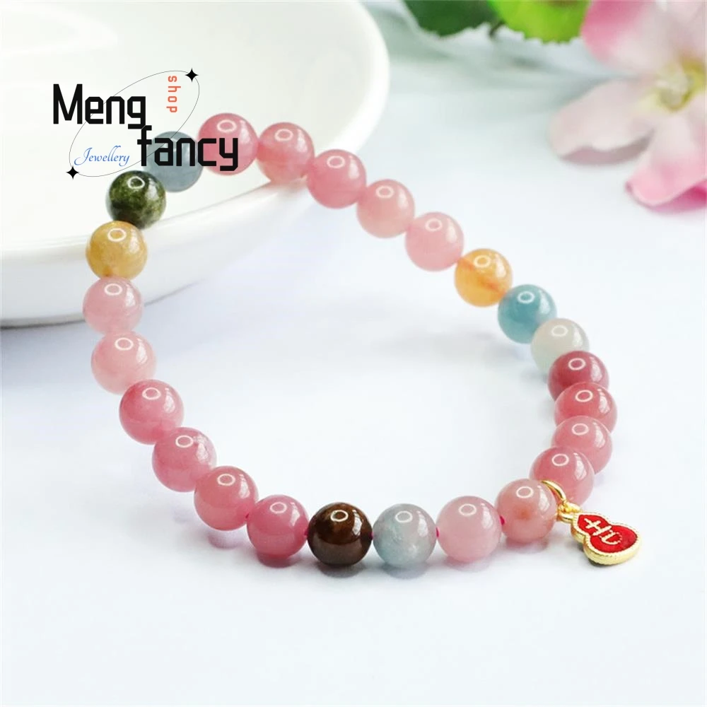 Natural Tourmaline Exquisite Elegant Simple High-grade Bracelet Sexy Young Girls Brazilian Old Mine Crystal Coloured Creasure