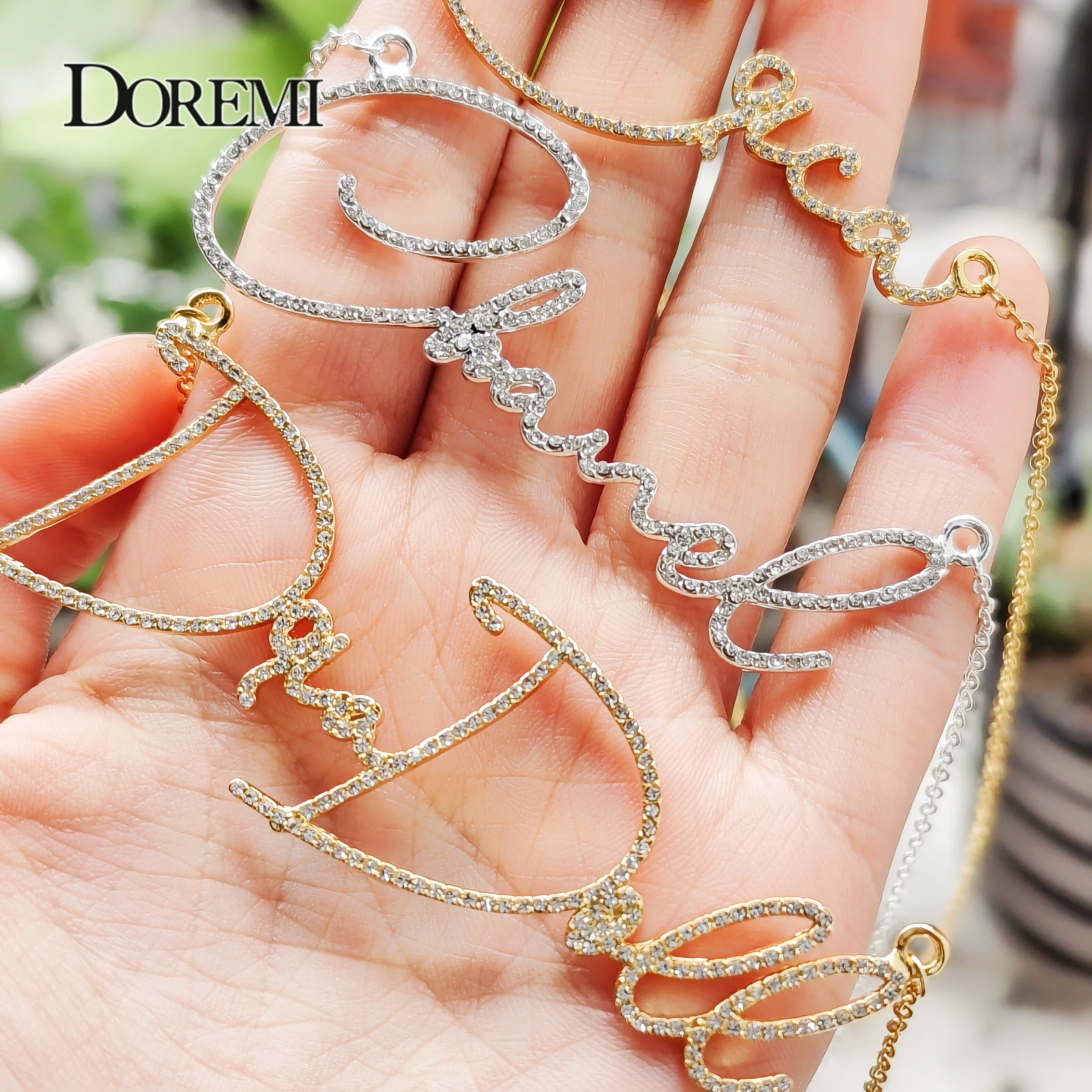 DOREMI-collares con nombre de cristal Tont para mujer, collar con colgante de letras, cadena personalizada, joyería personalizada para el Día de San Valentín