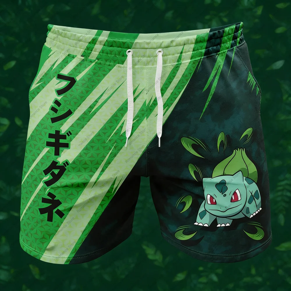 

Шорты с принтом персонажей Pokemon, повседневные спортивные шорты для мужчин, женские шорты, летняя пляжная одежда с завязками, быстросохнущие спортивные шорты