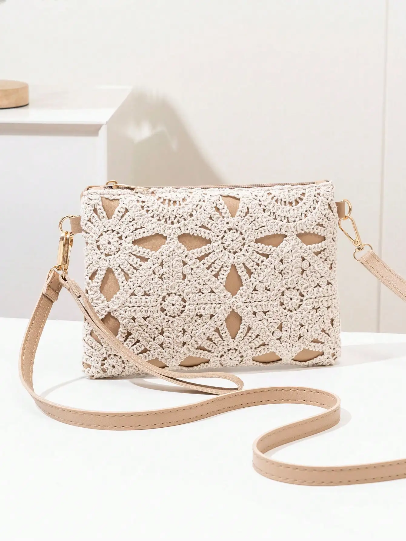 

Mini Beach Bag Wristlet Coin Purse Shoulder Crossbody Bag For Women, New Versatile Small Unique Shoulder Crossbody Sweet Square Bag, Spring/Summer, Cream Bag