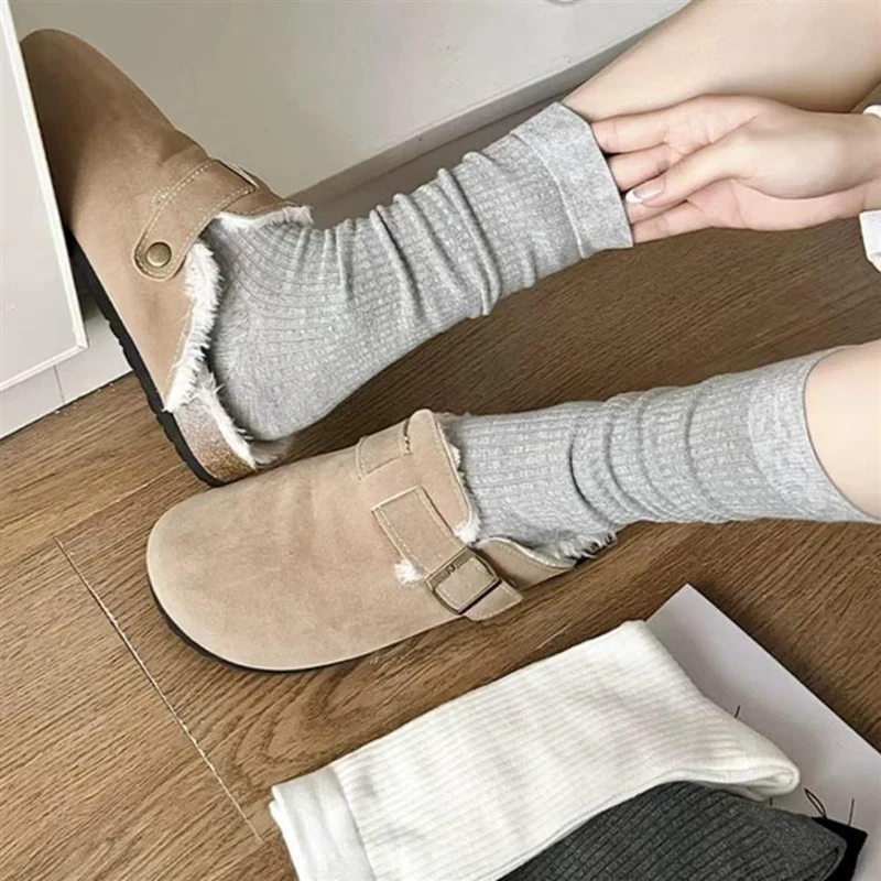 1/6 Paar Damen-Halbsocken für Herbst und Winter, einfarbig, warm, bequem, modisch, schlicht, im koreanischen Stil, lässig, gestapelt. – Detail 10