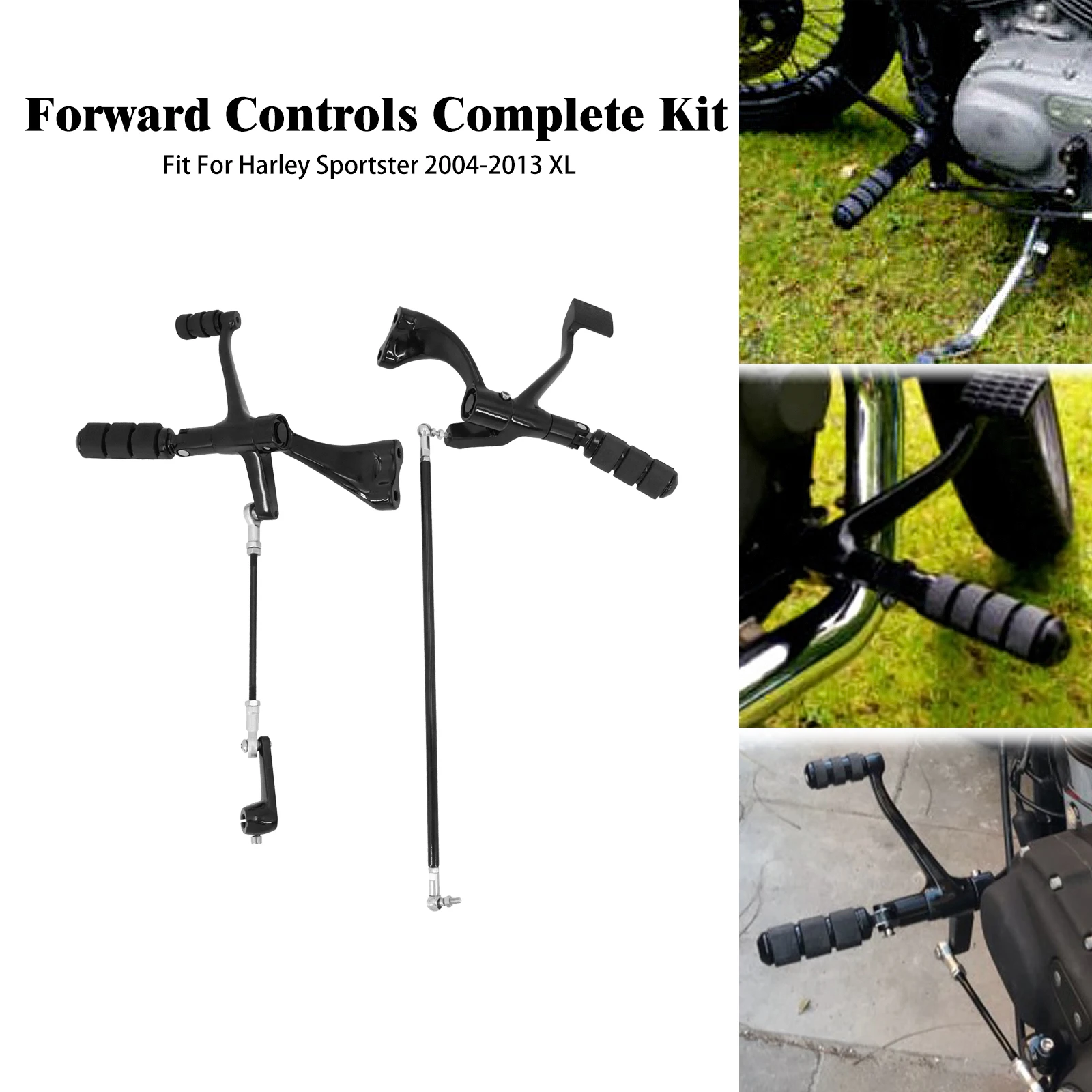 Motorcycle Forward Controls Complete Kit Pegs Levers Linkages Set For Harley Sportster XL Iron 883 1200 2004-2013 Black