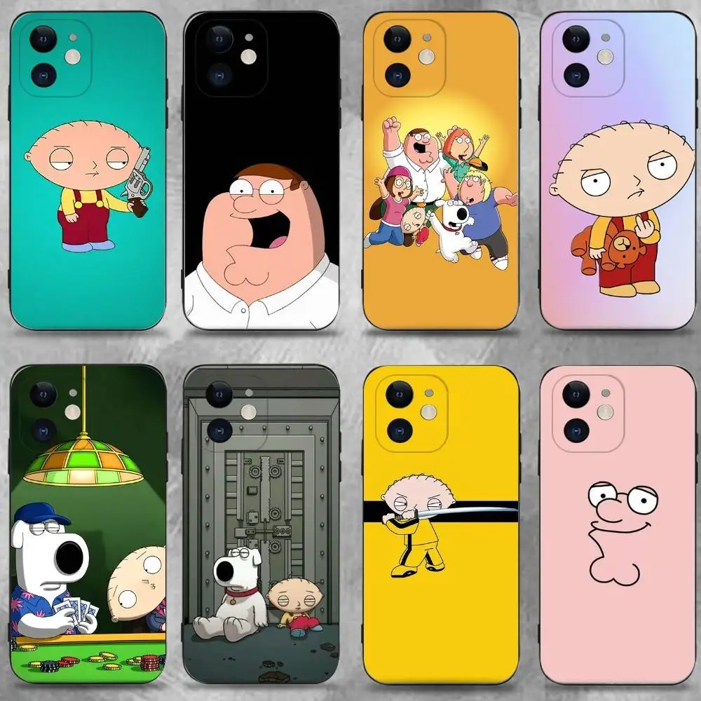

P-Peter Family G-Guy Phone Case For iPhone 16,15,14,13,12,11 Plus,Pro Max,XS,X,XR,SE,Mini,8,7,Soft Silicone Black Cover