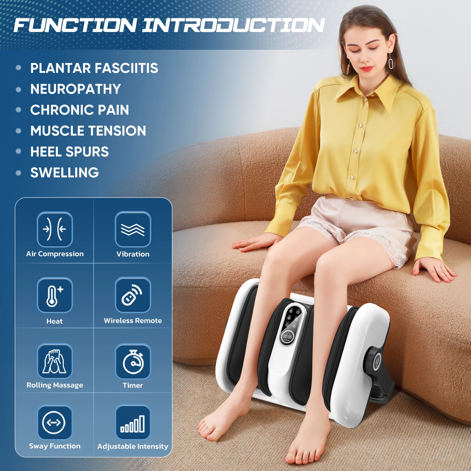 Electric Foot Massage Machine With Heat Remote Home Foot Calf Arm Three-in-one Massager Leg Beauty Machine Kneading Air Massager