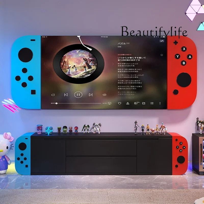 خزانة تلفزيون BJ E-sports مخصصة لوحة ألعاب معدلة كلاسيكية باللونين الأحمر والأزرق وخزانة مجموعة غرفة المعيشة