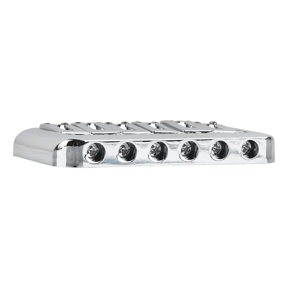 Gearlly 52.5mm Fixed Hardtail Bridge Non-tremolo Electric Guitar Bridge for 6 String for Electric Guitar Accessory, Chrome/Black