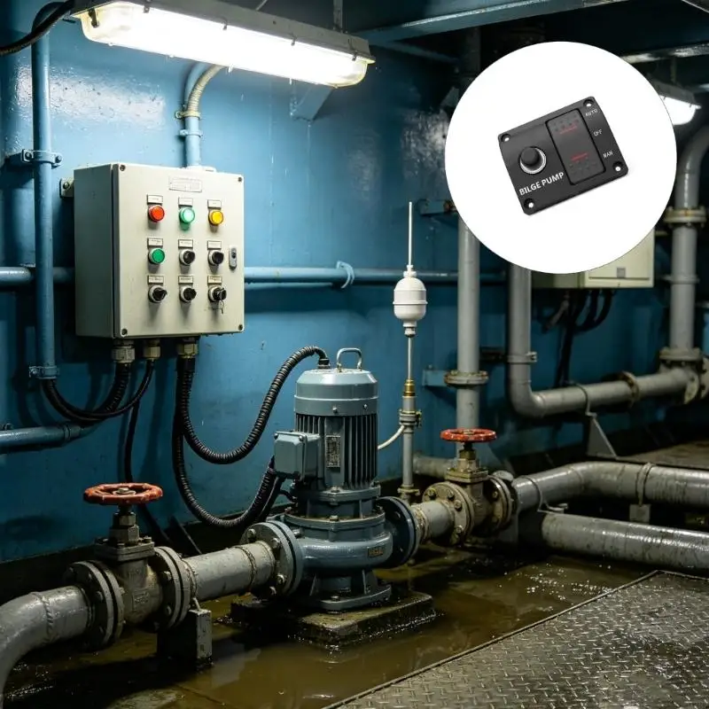 M76E Boots-Bilgenpumpen-Bedienfeld mit AUTO OFF MAN-Dreipositionssteuerung, 12 V 24 V und integriertem Leistungsschalter für – Detail 9