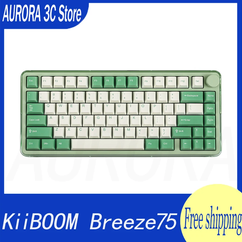 KiiBOOM Breeze 75 75% Aluminium & Acrylic Hot Swappable Type-C Wired/Bluetooth/2.4GHz Wireless Mechanical Keyboard for Win/Mac