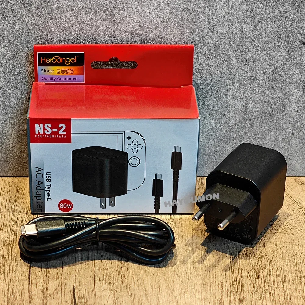 

New 60W Type-C AC Adapter For Switch 2 Fast Charger Power Supply Supports TV Dock Mode Wall Charger Gaming Accessories