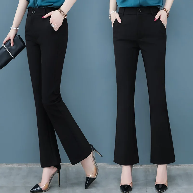 Flared Pants for Women Spring and Autumn High Waist Slimming Petite Pants Versatile Nine-point Slightly Flared Pants