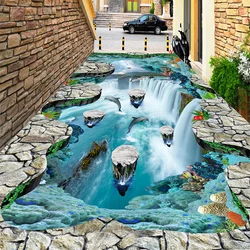 Photo Wallpaper 3D Stereo Waterfalls Floor Tiles Sticker Outdoors Bathroom Living Room Hallways PVC Wear Waterproof Murals