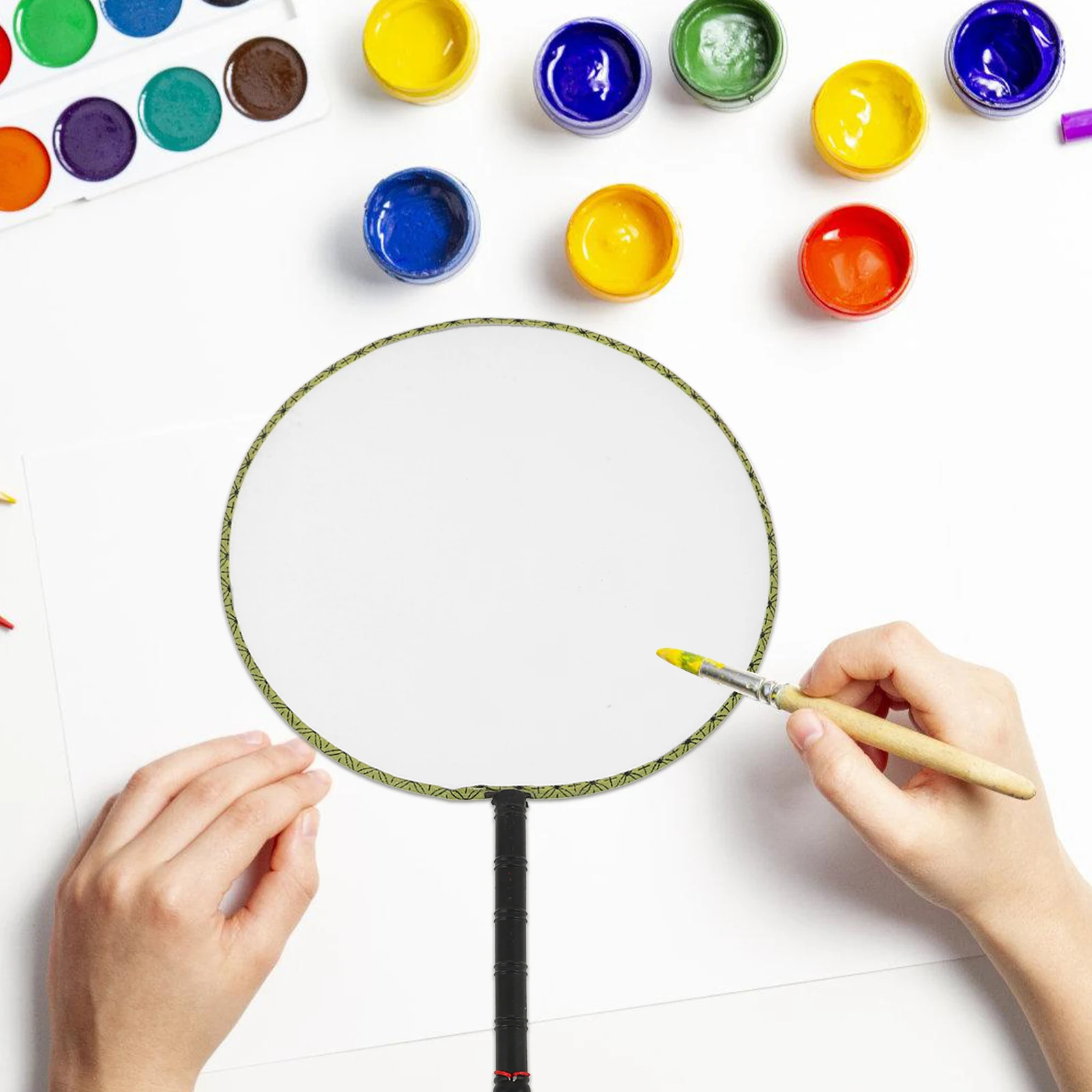 

5Pcs Kids Graffiti Hand Fan DIY Blank Painting Round Fan Craft Set Educational Art Child Bonding Decor Idea