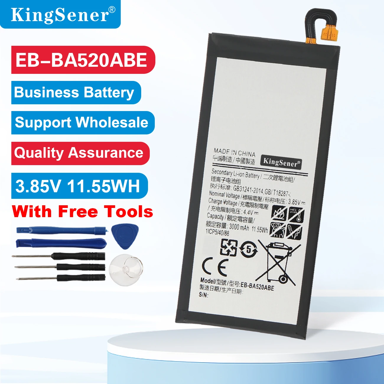 

EB-BA520ABE 3,85 В 3000 мАч/11,55 Втч Сменный аккумулятор для Galaxy A5 2017 SM-A520 GH43-04680A с инструментами