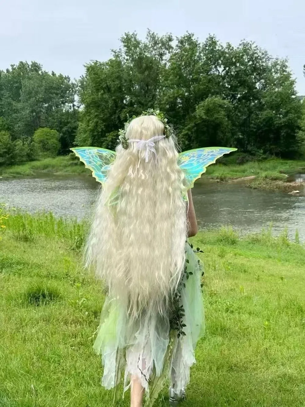 Neue Prinzessin Engelsflügel Funkelnde Feenflügel Organza Elfen-Cosplay-Flügel für Frauen und Mädchen – Detail 3