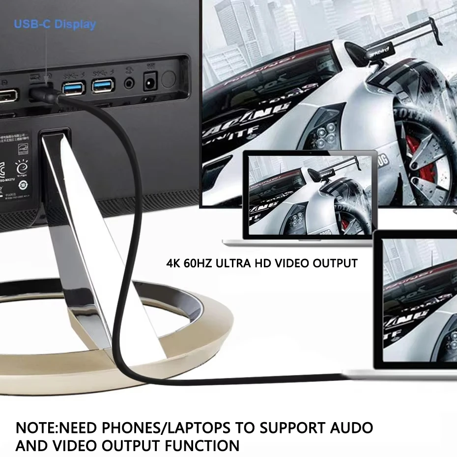 كابل USB-C إلى USB-C بسرعة 20 جيجابت في الثانية 4K 60 هرتز USB 3.2 Gen 2 Type C Emarker سلك يصل إلى 100 وات شحن للكمبيوتر Iphone قصير 40 سم