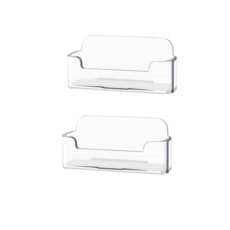 2pcs Single Compartment Business Card Holder - Durable desktop organizer for office and front desk essentials