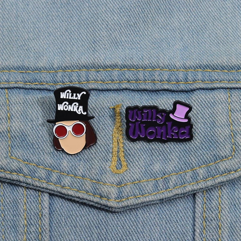 Alfileres esmaltados de personajes de película novedosos, broches personalizados de fábrica de Chocolate, insignias de solapa, regalo de joyería divertido para amigos
