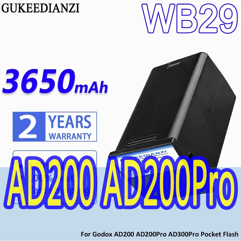 

High Capacity GUKEEDIANZI Replacement Battery WB29 3650mah for Godox Witstro AD200 Pro