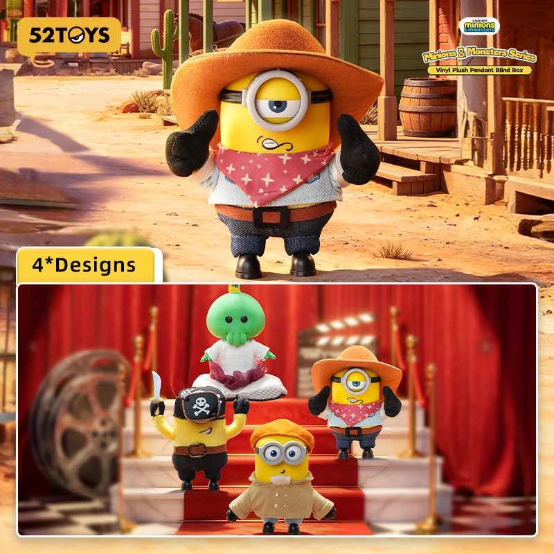 52TOYS Minions & Monsters Series Vinyl Plush Pendant Blind Box Vinyl Plush Pendant Anime Figure Ornament Collection Gift