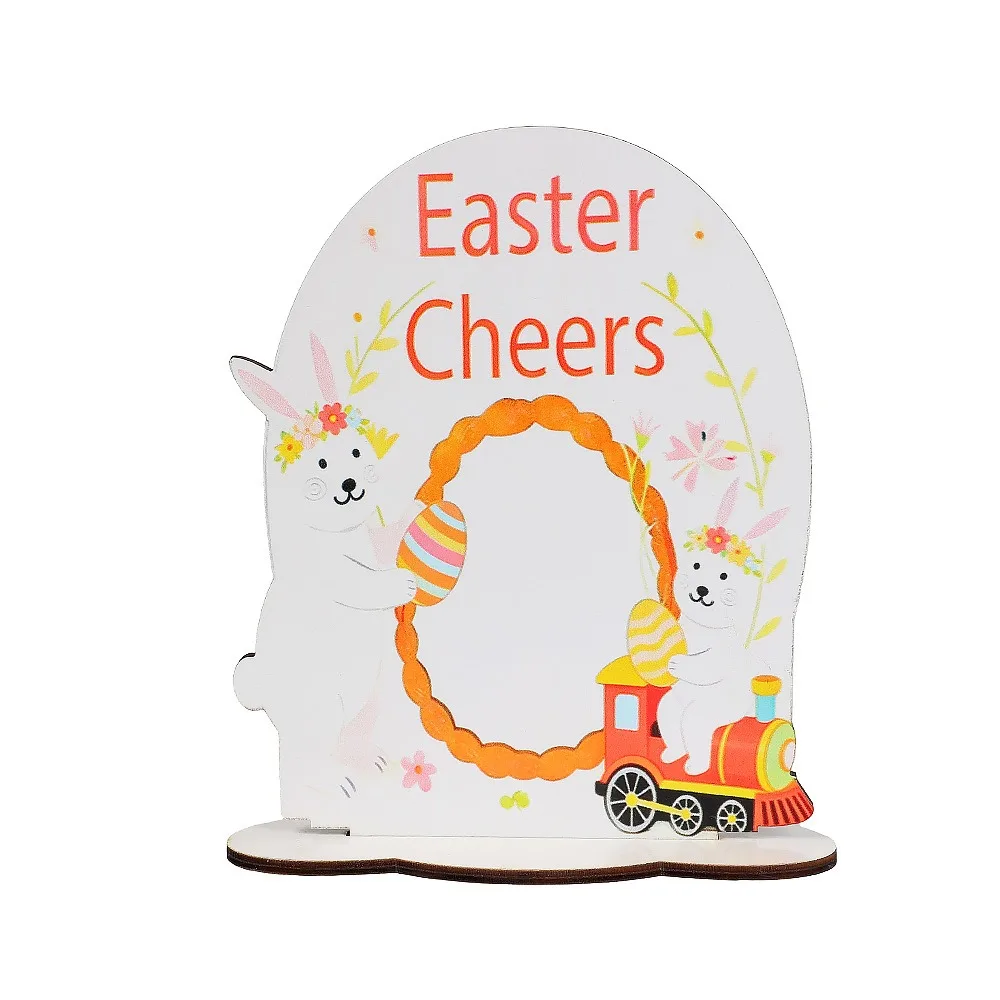 

Art Crafts Cartoon Easter Bunny Decor Colorful Handmade Bunny Eggs Decor Standing Easter Table Centerpieces Holiday Party