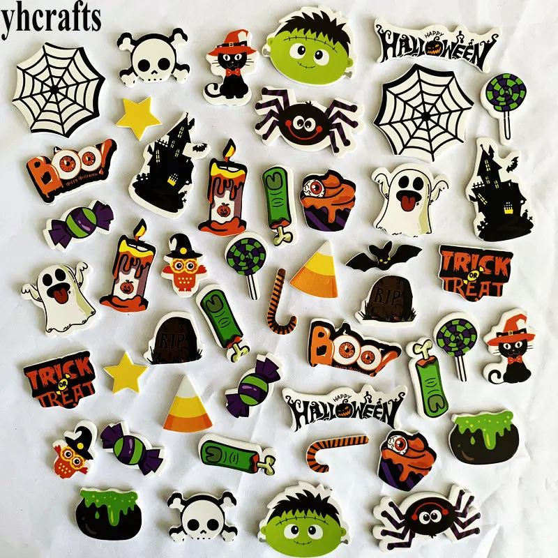 1bag/LOT,New printed halloween foam stickers Spider ghost  candy shape holiday decoration indoor ornament