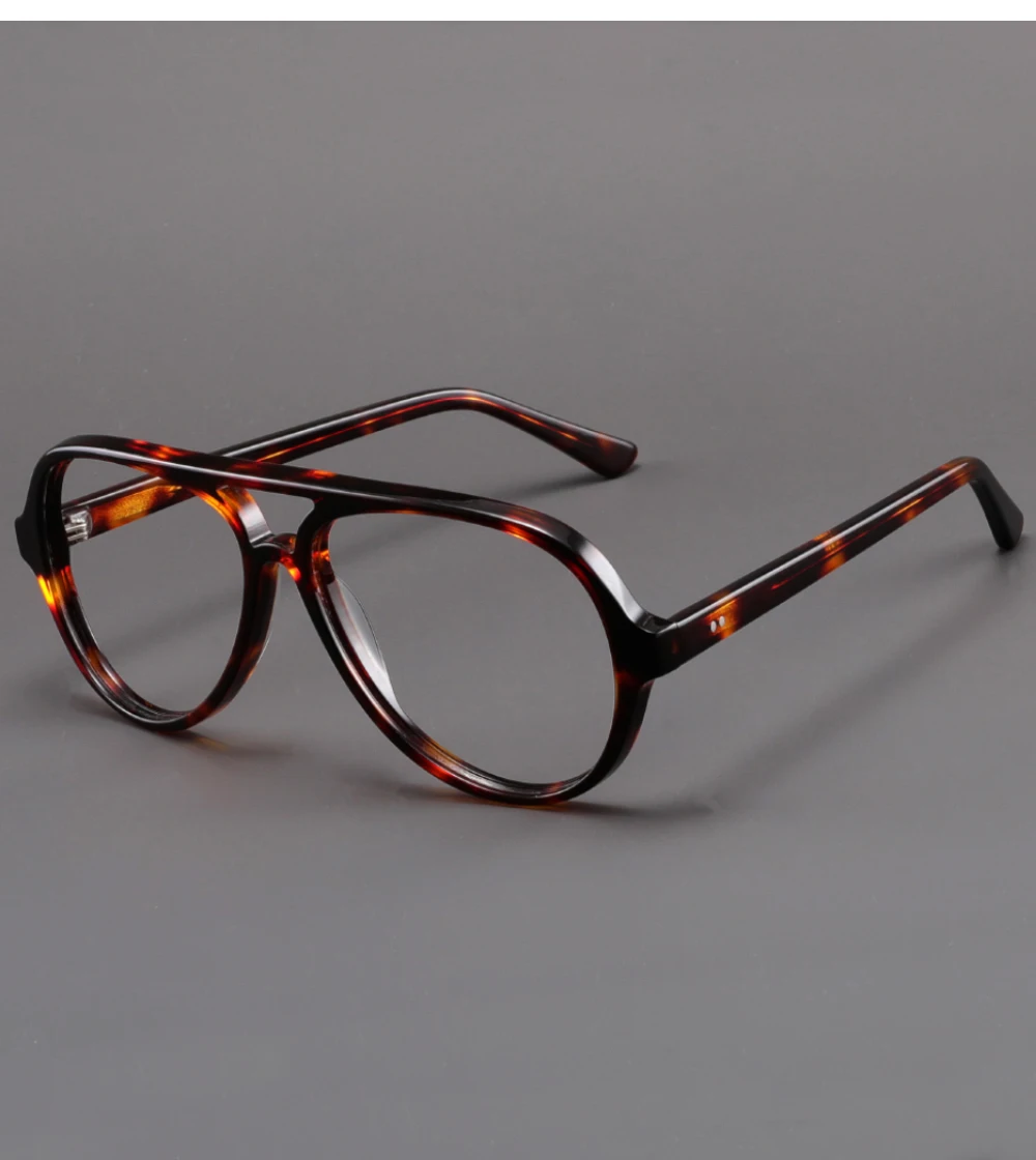 Pilotenbrille aus Acetat mit großem Rahmen für Herren, individuelle Korrektionsbrille, Persönlichkeits-Lesebrille, modische Brille – Detail 9