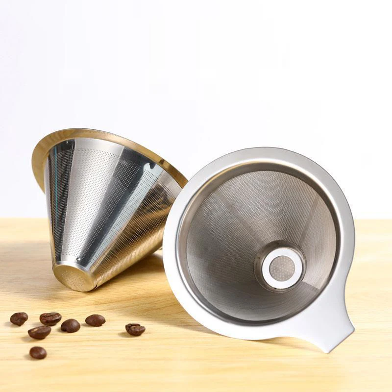 Double Layer Coffee Filter 304 Stainless Steel Reusable Holder Pour Over Coffees Dripper Mesh Coffee Filter Coffee Accessories