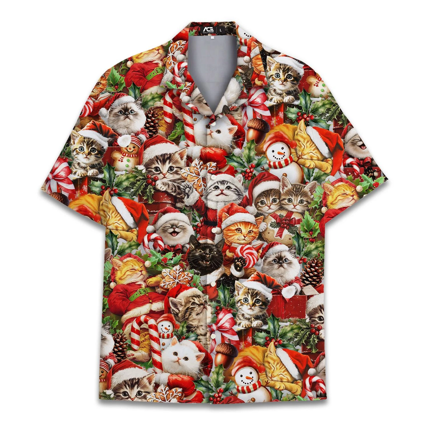 Creative Christmas Style Green Plants Full Print Unisex Personalized Holiday Beach Casual Versatile Flower Shirt
