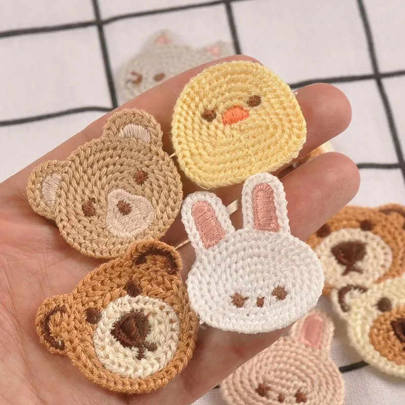 10pcs 3-4.1cm Lovely Bear/Cat/Rabbit Embroideried Patches For DIY Kid Clothes Bag Sewing Accessories Garments Appliques C4137