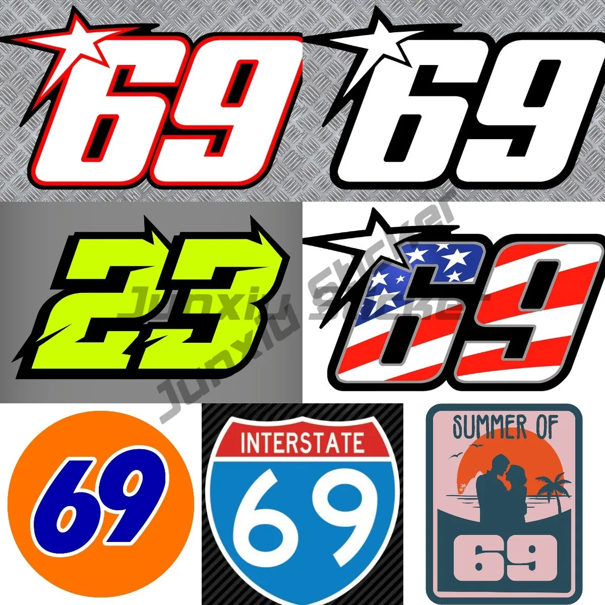 NUMERO 69 23 24 Sticker Number Athlete Racing Vinyl Decal Sticker Car Waterproof Car Decal Bumper Sticker Car Accessories