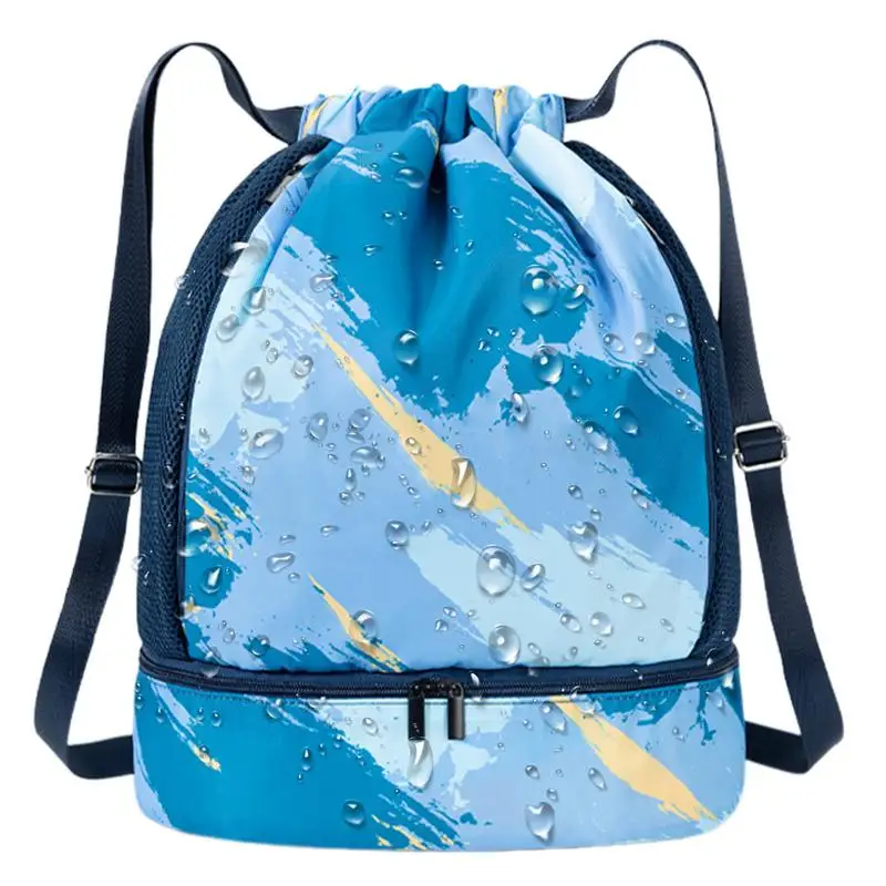 

Swim Bag Drawstring Backpack For Beach Multifunctional Drawstring Bag With Dry Wet Separation For Vacation Swimming Camping