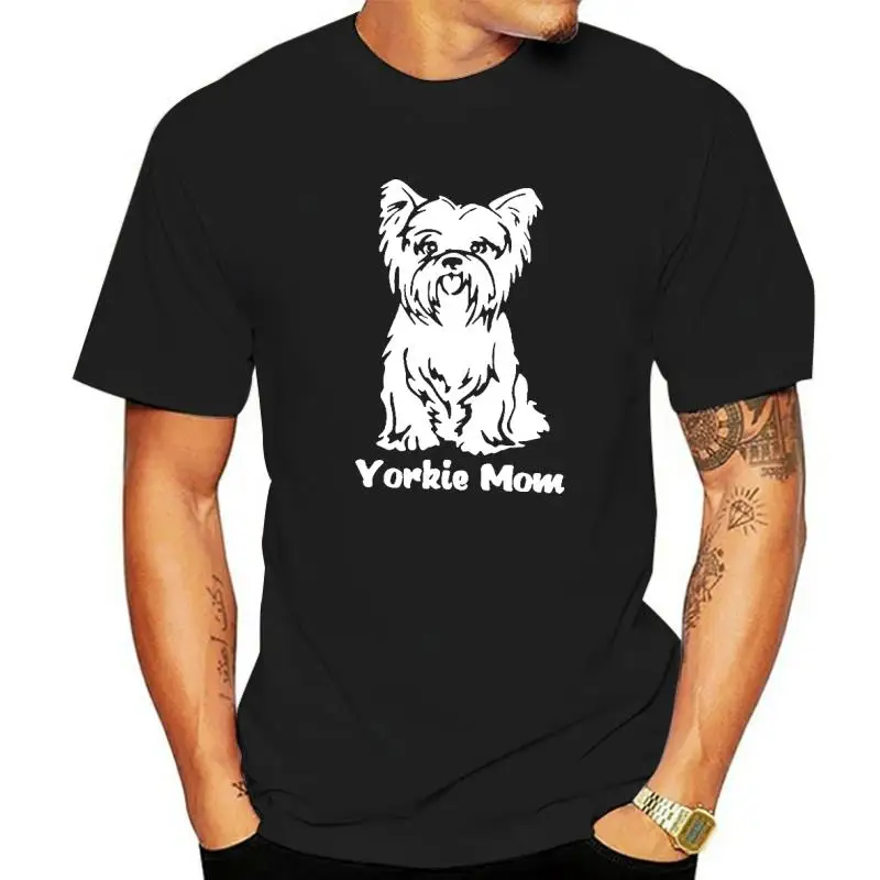 Yorkshire Terrier Dog Mom Print Cotton Casual  Tshirt Women Funny T Shirt for Lady Streetwear Regular Top Tee