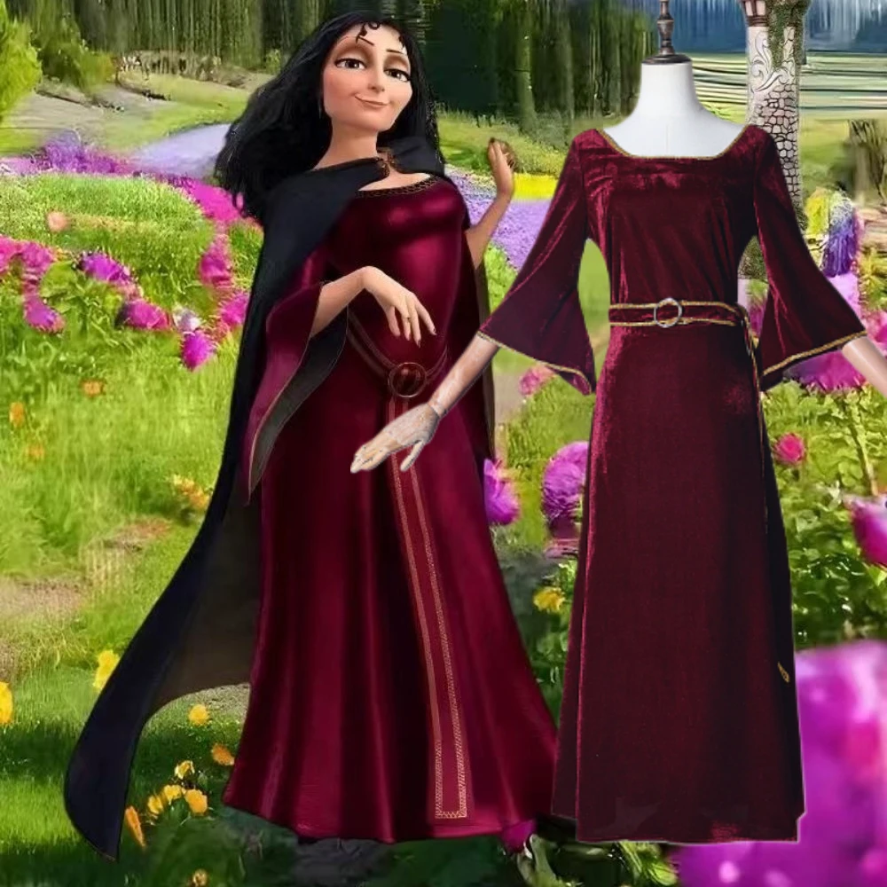 

Anime Madame Gothel Cosplay Dress Red Princess Velvet Long Dress Mother Gothel Cosplay Costume Women Halloween Party Outfit