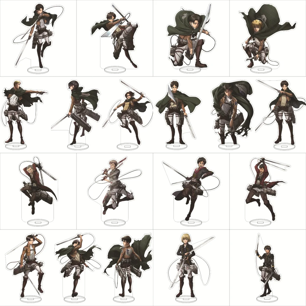 Figura de Anime de 16CM Ataque a los Titanes ‌ Eren Jaeger, Mikasa Ackerman, Levi Ackerman, Erwin Smith: figuras de acrílico para decorar, regalos.