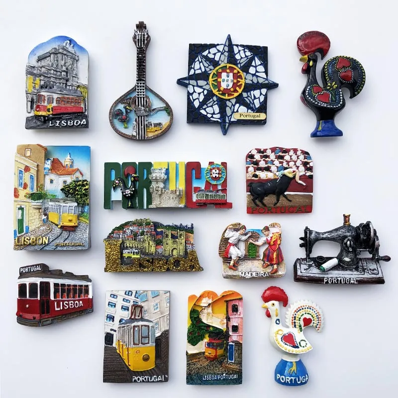 Lisbon, Portugal Tourist Souvenir Resin Painted Magnet Refrigerator Sticker