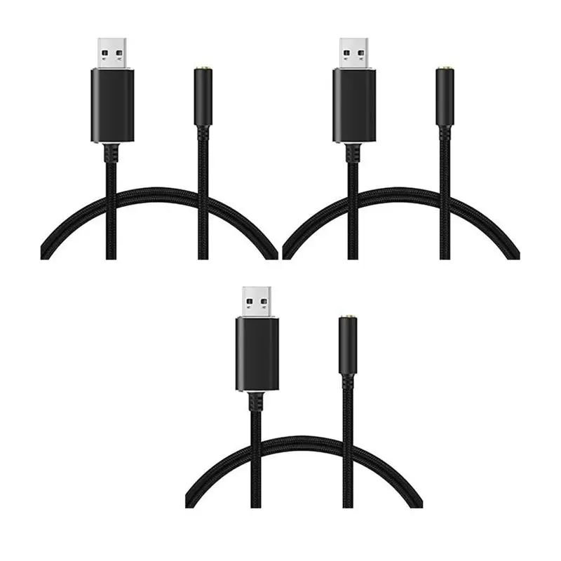 Delicate Texture-3X USB To 3.5Mm Jack Audio Adapter With 3.5Mm Headphone And Microphone Jack For Windows, For Mac, For PS4,For P