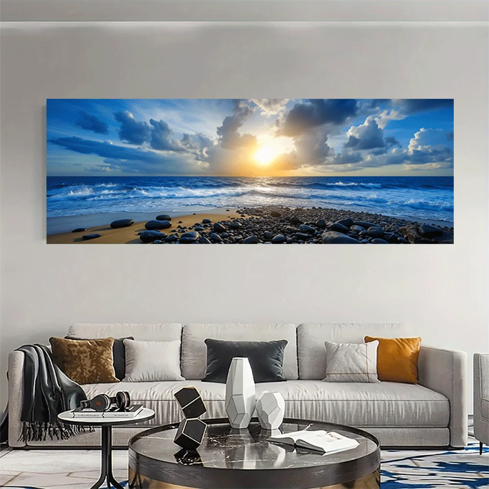 1PC-Canvas poster Unframed Ocean Sunset Beach Panorama Coastal Landscape Art Wall Decor Canvas Print Home Interior Design summer