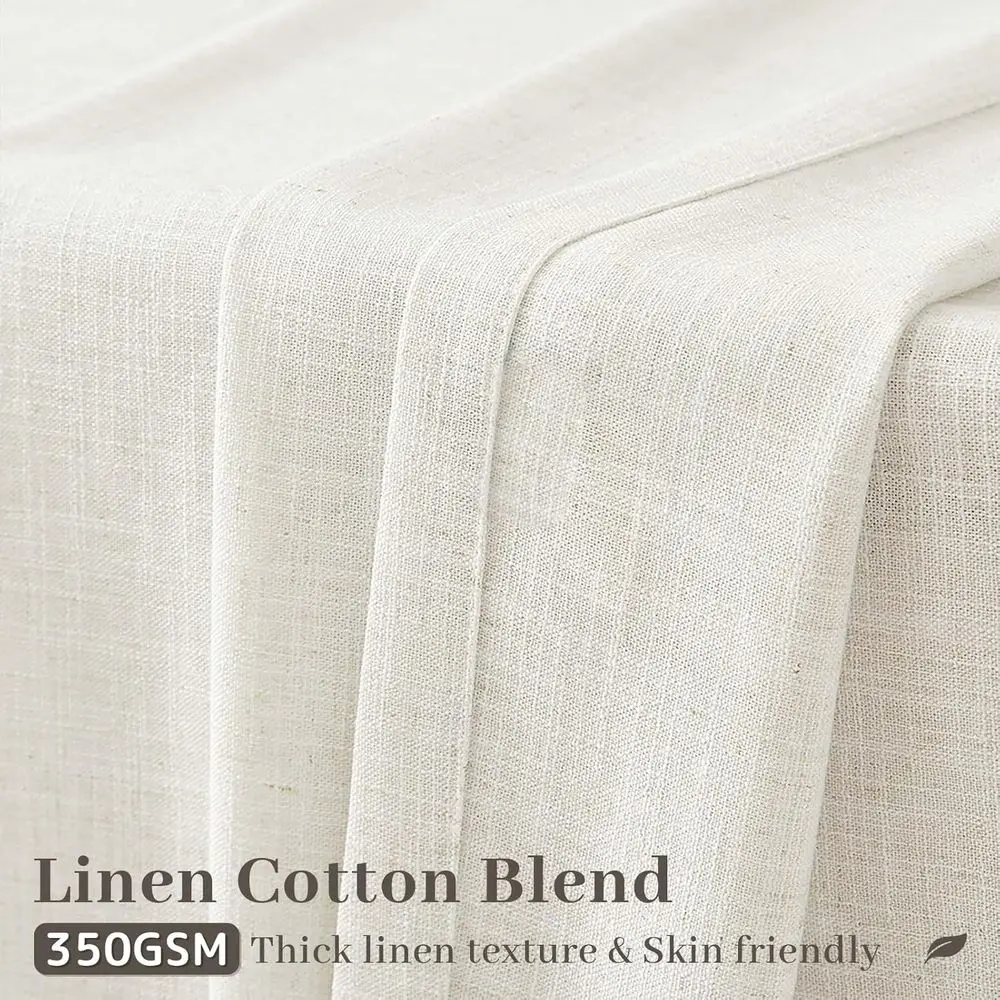 96 rideaux en lin avec plis à mémoire de forme pour salon/chambre - Texture ivoire crème de bouleau naturel