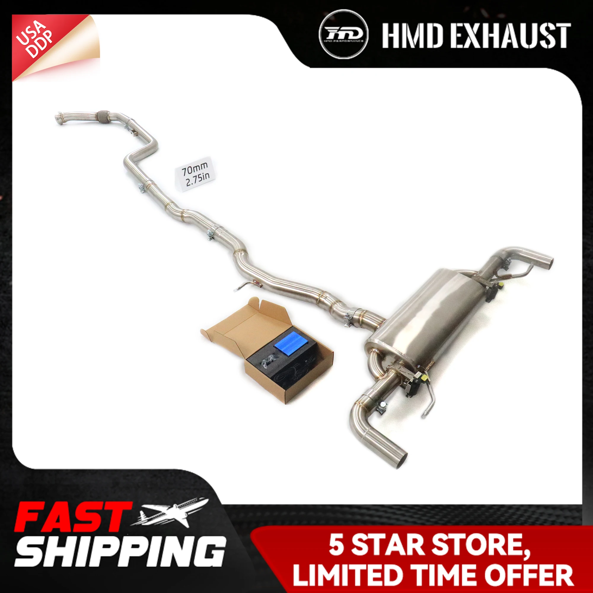 

HMD SS304 for Mercedes Benz GLC300 X254 High quality Catback Electronic valve Exhaust system Increased horsepower