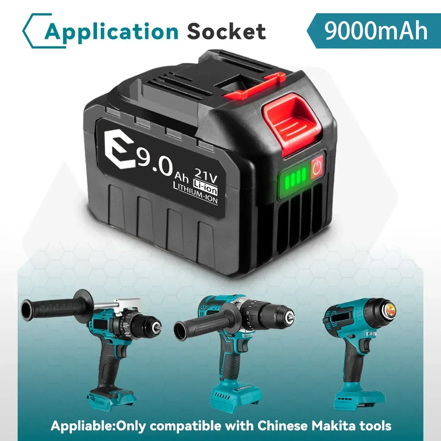 Makita 21V 9000mAh 5S2P Li-ion Battery Pack High-Capacity Fast Charge Safety Certified for Cordless Drill/Driver Tools