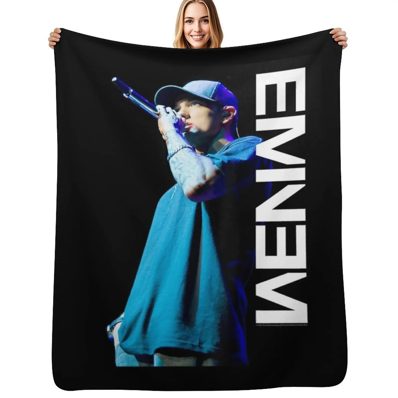 

Eminem Mic Pose Throw Blanket Color Fast Cozy Throw Blanket