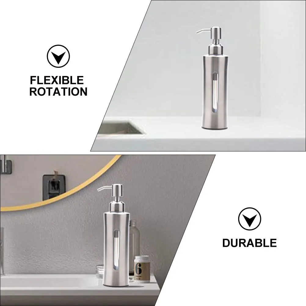 

Stainless Steel Soap Dispenser H Bottle Visible Capacity Bathroom Kitchen Refillable Lotion Pump Portable Liquid